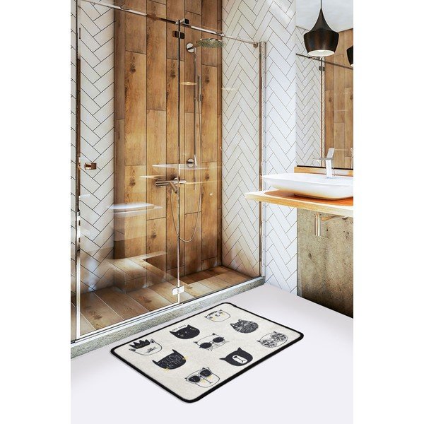 Črna/bež kopalniška preproga 40x60 cm Cutie – Foutastic-image-1