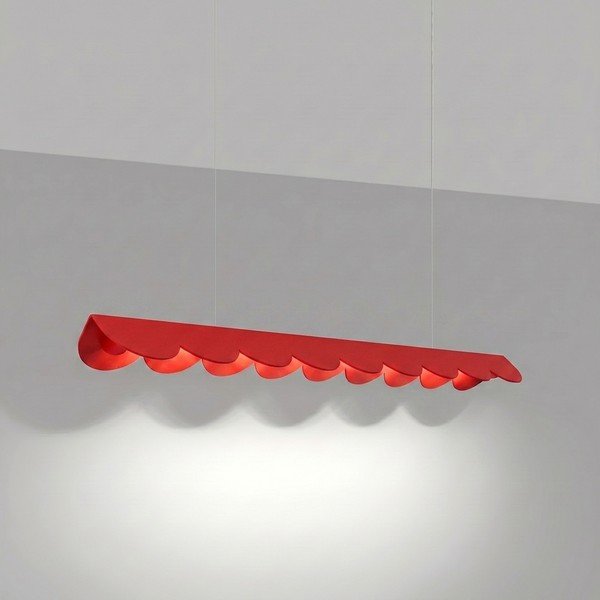 Rdeča aluminijasta LED viseča svetilka BISCUIT – Thoro-image-1
