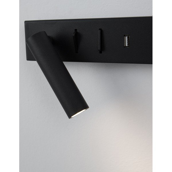 Mat črna kovinska LED stenska svetilka z upogljivo konstrukcijo/z USB priključkom Vida – Nova Luce-image-1
