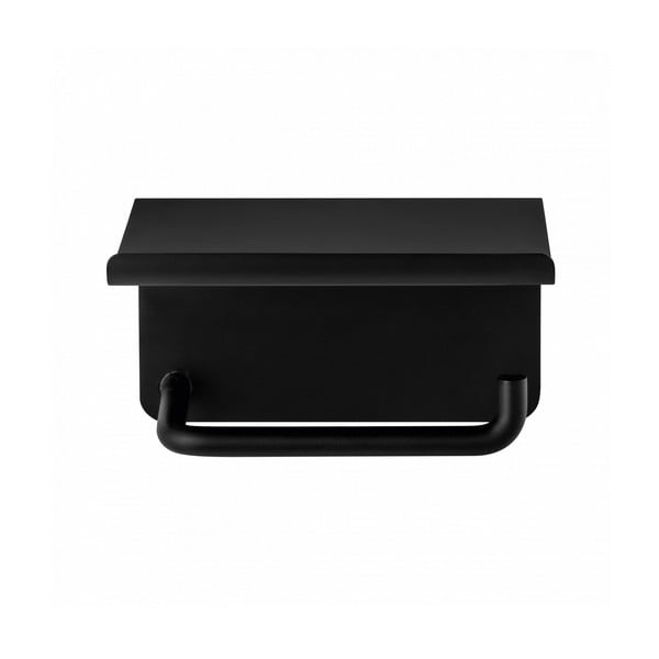 Črno stensko držalo za toaletni papir s polico iz nerjavečega jekla Modo – Blomus-image-1