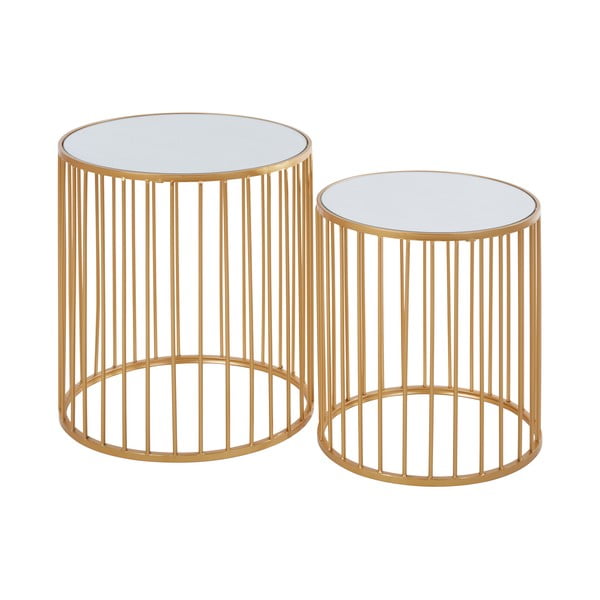 Okrogle stranske mizice s stekleno mizno ploščo v kompletu 2 ks Avantis – Premier Housewares-image-1