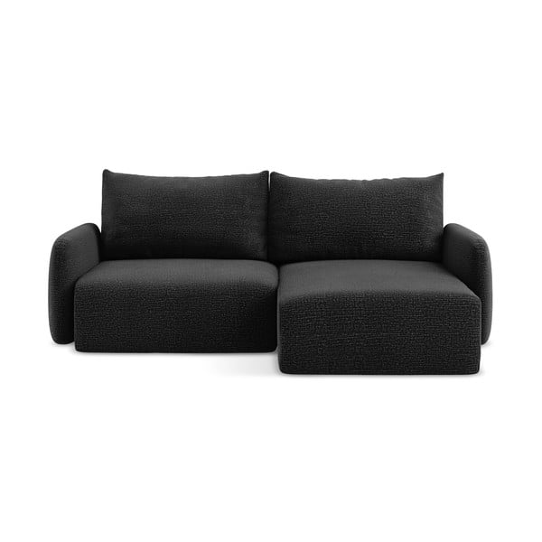 Črna raztegljiva/s prostorom za shranjevanje kotna sedežna garnitura (desni kot) Kalena – Makamii