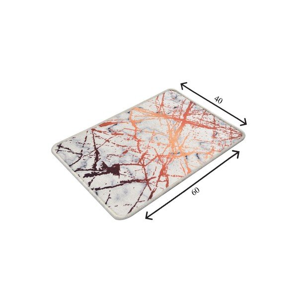 Bela in oranžna kopalniška preproga z motivom marmorja Chilai Marble, 60 x 40 cm-image-2