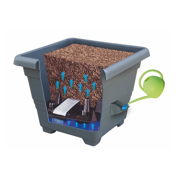 Rjav samozalivalni cvetlični lonček Plastia Bergamot, 50 x 50 cm-image-2