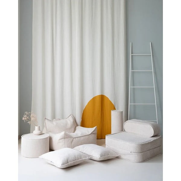 Kremno bela otroška sedežna blazina iz rebrastega žameta Roll – Wigiwama-image-2