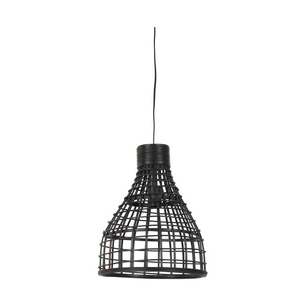 Črna stropna svetilka s senčnikom iz ratana ø 34 cm Puerto - Light & Living