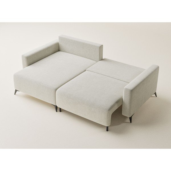 Kremno bela raztegljiva/s prostorom za shranjevanje kotna sedežna garnitura iz šenilje (levi kot/z ležalnikom) Leon – Maison de Rêve-image-3