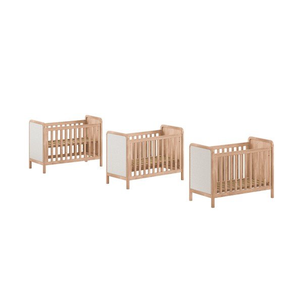 Otroška posteljica z nastavljivo višino 60x120 cm v naravni barvi Woods – Vipack-image-2