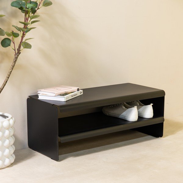 Črna jeklena omarica za čevlje 71,5x28x31 cm Linea – Spinder Design-image-1