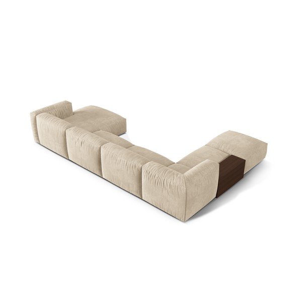 Bež žametna kotna sedežna garnitura (levi kot/v obliki črke "U") Martina – Micadoni -image-3