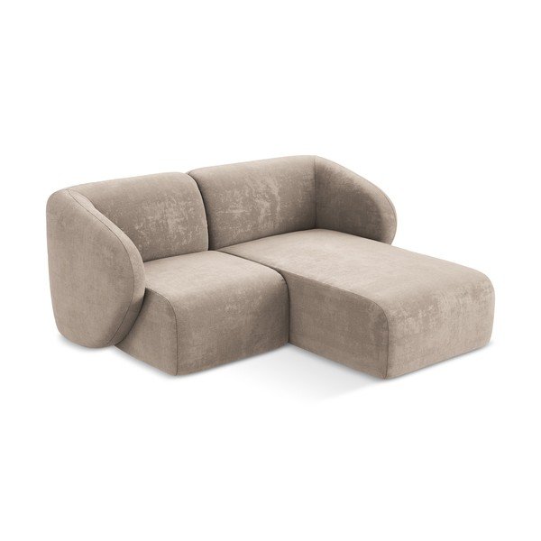 Svetlo rjava kotna sedežna garnitura iz šenilje (desni kot/z ležalnikom) Lani – Makamii-image-2