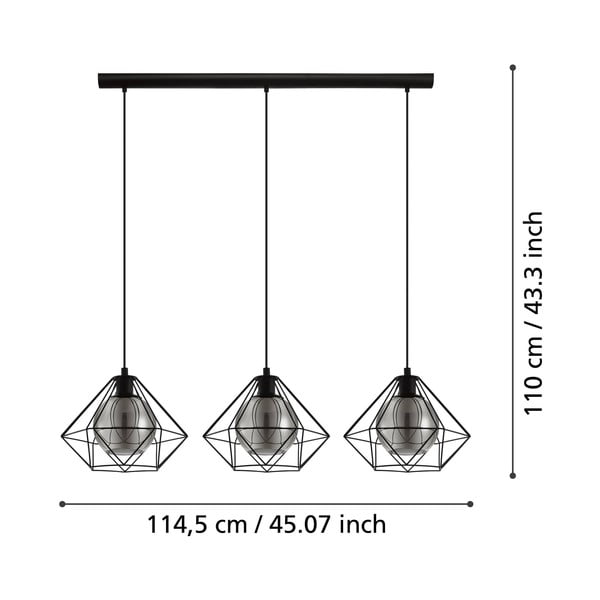Črna viseča svetilka s steklenim senčilom VERNHAM – EGLO-image-2