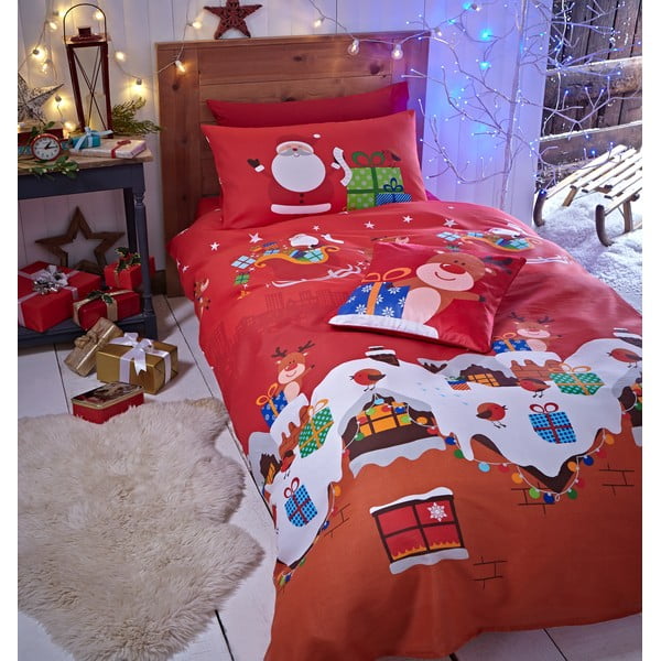 Rdeča božična posteljnina Catherine Lansfield, 200 x 200 cm