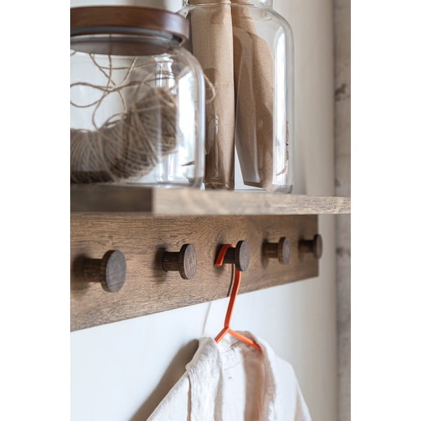 Rjav stenski obešalnik iz masivnega hrasta s polico 90 cm Showcase – Mette Ditmer Denmark-image-3