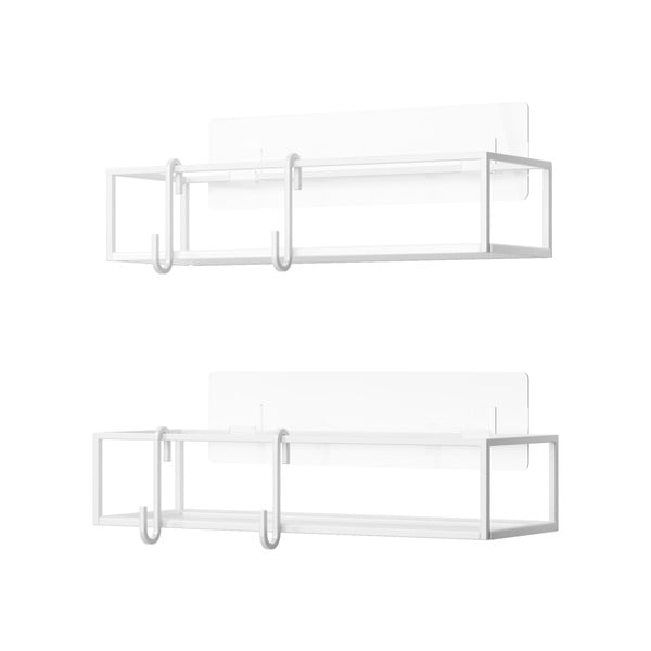 Bele jeklene kopalniške police v kompletu 2 ks z namestitvijo brez vrtanja Cubiko – Umbra-image-3