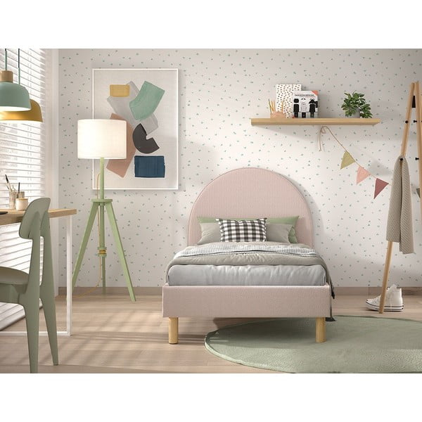 Rožnata oblazinjena postelja z letvenim dnom 90x200 cm MOON – Vipack-image-3