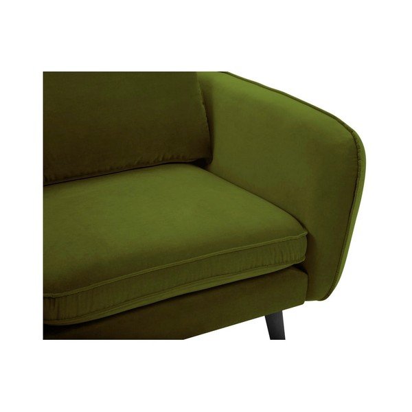 Zelen žametni fotelj s črnimi nogami Kooko Home Lento-image-4