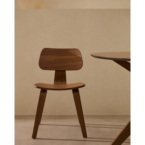 Temno rjav jedilni stol v orehovem dekorju Gena – Kave Home-image-1