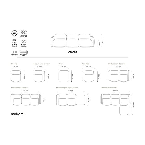Siv modularni otoman iz tkanine bouclé Ailani – Makamii-image-4