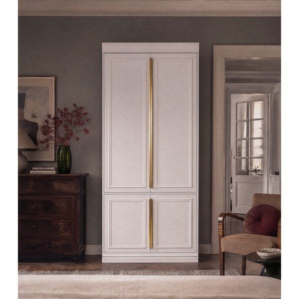 Svetlo siva garderobna omara iz masivnega bora 110x215x44 cm Organize – WOOOD-image-3