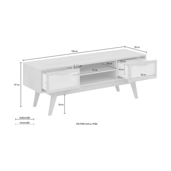 TV omarica v hrastovem dekorju 128x47 cm Bridget – Støraa-image-4