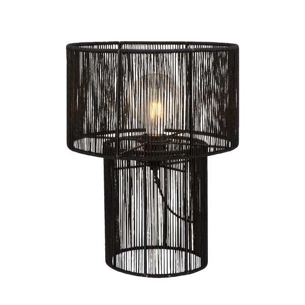 Črna namizna svetilka s senčilom iz jute (višina 38 cm) Soga – Markslöjd