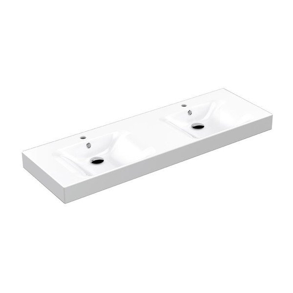 Bel keramičen dvojni umivalnik 140x45 cm Cento – Sapho