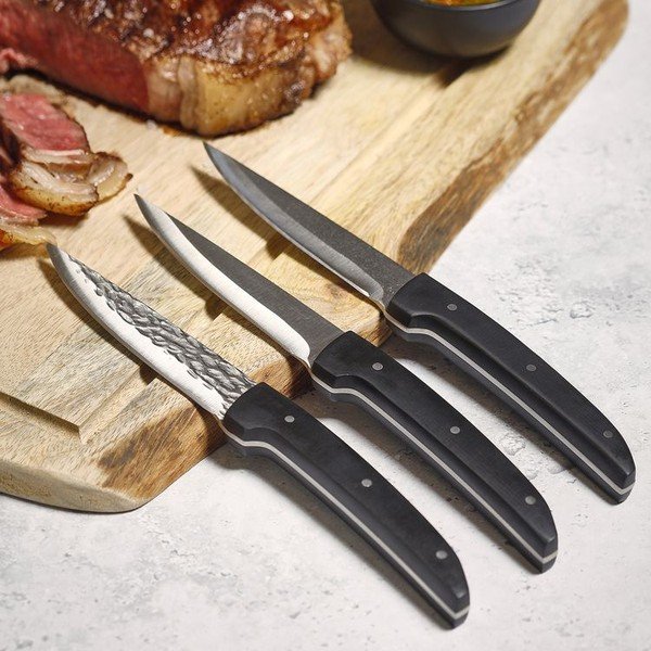 Črni/v srebrni barvi jekleni noži za meso v kompletu 4 ks Carne – BonBistro-image-1