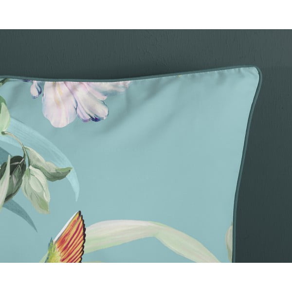 Modra enojna podaljšana posteljnina iz bombažnega satena 140x220 cm Fungi – Descanso-image-3