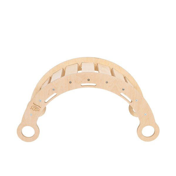 Gugalnica iz masivnega bora v rožnati in naravni barvi 39x75x38 cm Montessori – Meowbaby-image-3