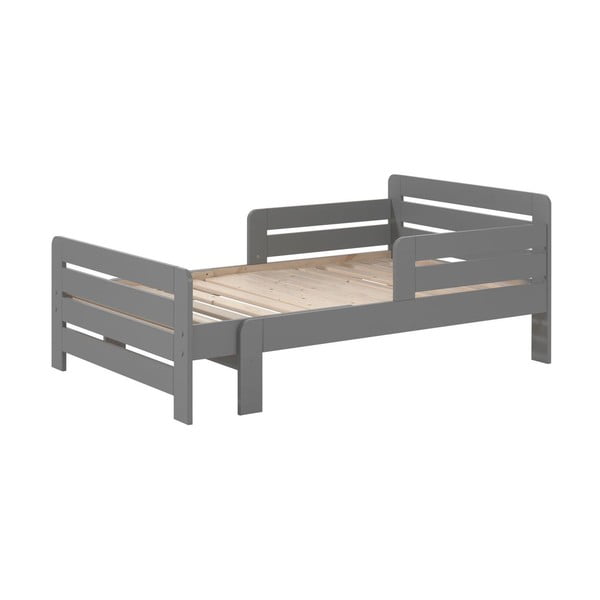 Siva podaljšljiva postelja Vipack Jumper, 90 x 140/160/200 cm