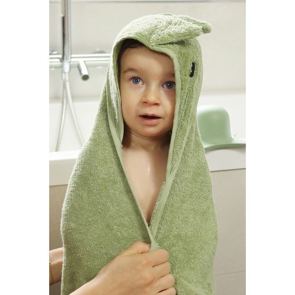 Zelena bombažna otroška brisača s kapuco 75x75 cm Dinosaur – Kindsgut-image-4
