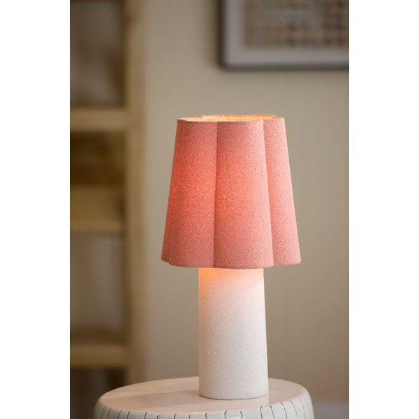 Rožnato-oranžna/kremno bela namizna svetilka s tekstilnim senčilom (višina 50 cm) Musaby – Light & Living-image-1
