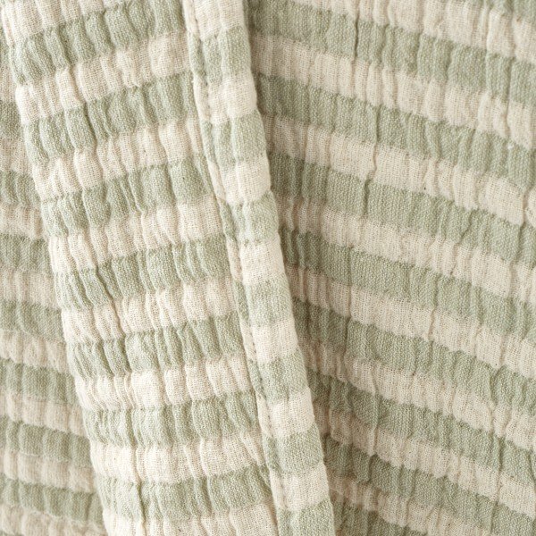 Zelena bombažna odeja 150x200 cm Cotton Muslin Stripe – Bianca-image-3