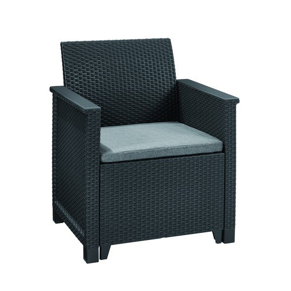 Temno siva vrtna garnitura iz umetnega ratana za 2 osebi Elodie – Keter-image-1