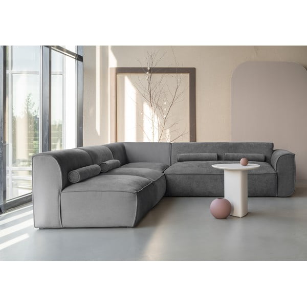 Siva kotna sedežna garnitura (levi kot) Flex Felix – Miuform-image-1