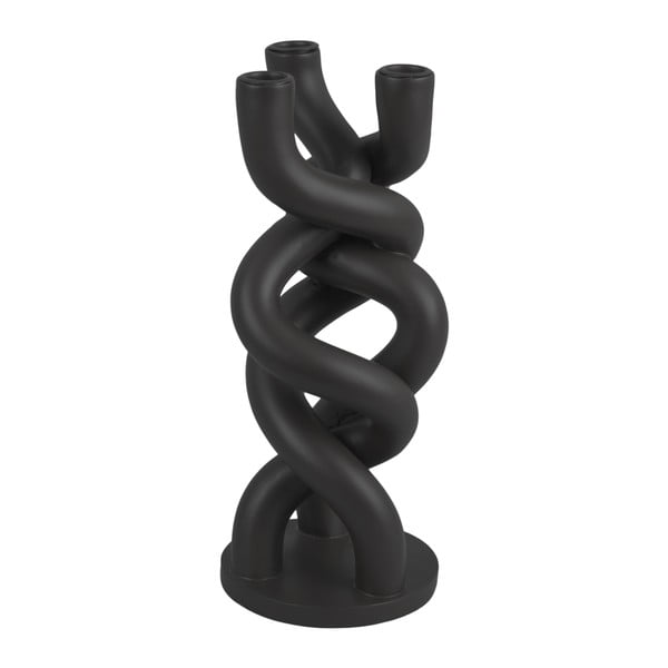 Črn keramični svečnik za tri sveče PT LIVING Twisted, višina 31,4 cm