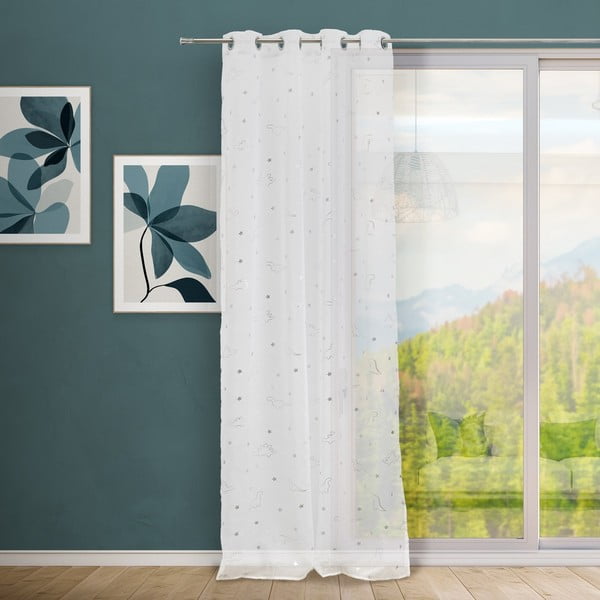 Srebrno-bela prosojna zavesa 140x260 cm Dinos – Casa Selección-image-1