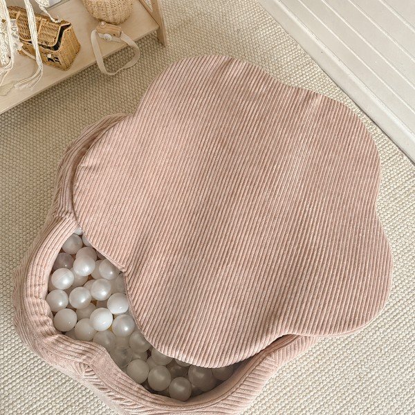 Rožnat bazen z žogicami iz rebrastega žameta ø 90 cm višina 30 cm – Meowbaby-image-2
