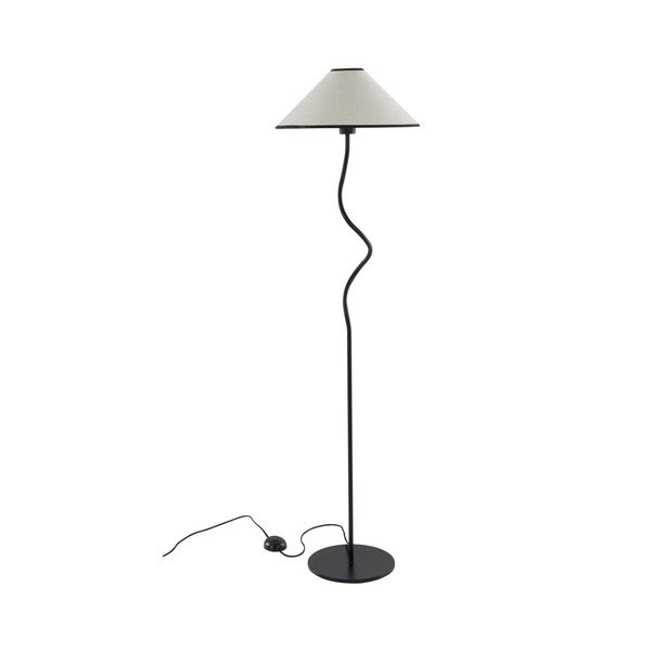 Bela/črna tekstilna zatemnitvena stoječa svetilka (višina 148 cm) Juliet – Jotex