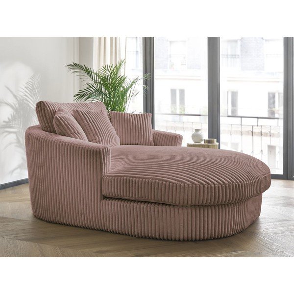 Rožnat fotelj iz rebrastega žameta Belem – Bobochic Paris-image-1