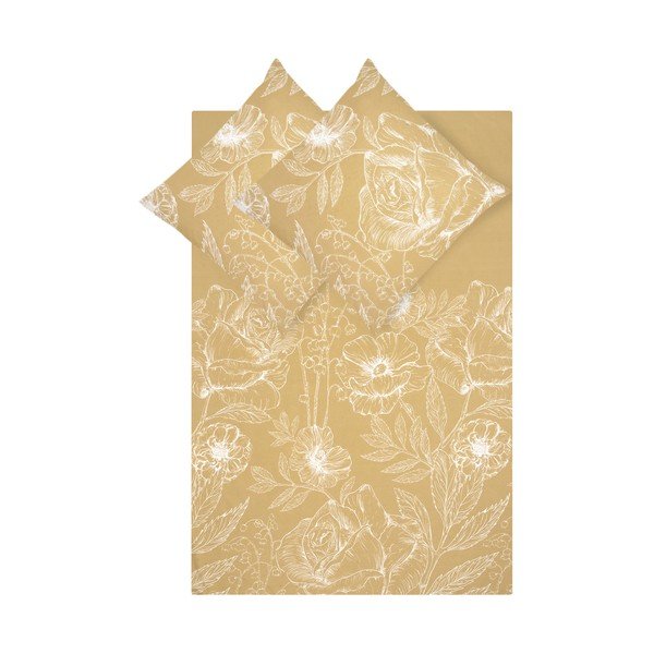 Rumena posteljnina iz bombažnega perkala 200x200 cm Keno - Westwing Collection