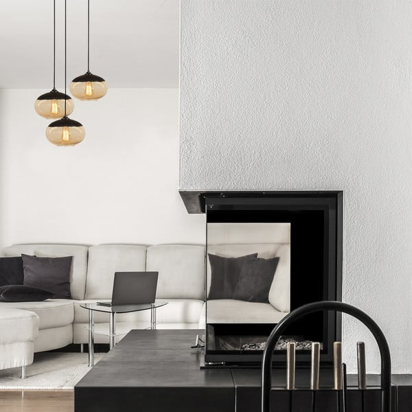 Oker rumena/črna viseča svetilka s steklenim senčilom ø 50 cm Camini – Opviq lights-image-1