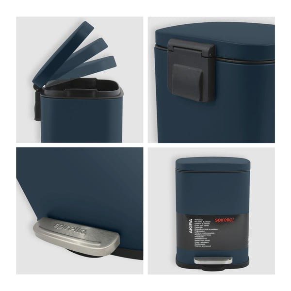 Modrozelen jeklen koš za smeti s pedalom 5 l Akira – Spirella-image-3