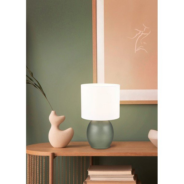 Bela/zelena namizna svetilka s tekstilnim senčnikom (višina 29 cm) Vela – Trio-image-1