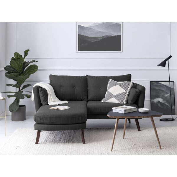 Temno siva trisedežna zofa Mazzini Sofas Elena, z ležalnikom na levem vogalu-image-1