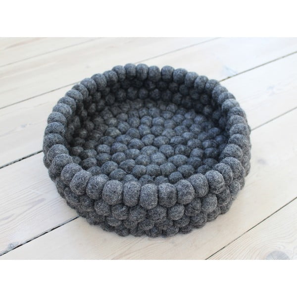 Antracitno siva košara za shranjevanje iz volnenih kroglic Wooldot Ball Basket, ⌀ 28 cm