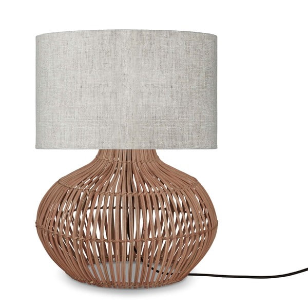 Kremno bela/naravna namizna svetilka s tekstilnim senčnikom (višina 48 cm) Kalahari – Good&Mojo