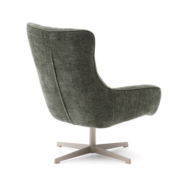 Prašno zelen vrtljiv fotelj iz šenilje Teryl – Kave Home-image-3