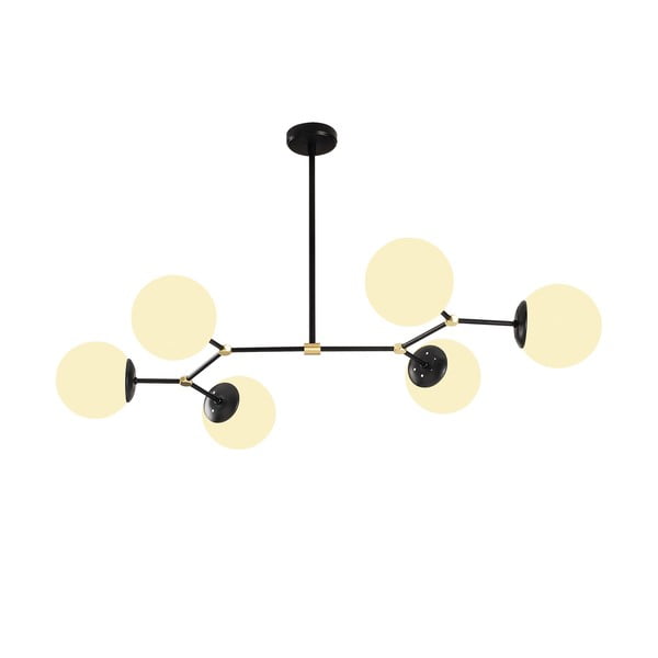 Črno-bela viseča svetilka s steklenim senčilom Damar – Opviq lights-image-3